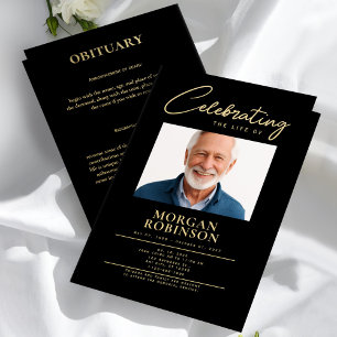 Begravningsprogram, Livs firande, Svart & Guld Reklamblad