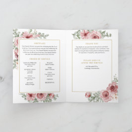 Begravningsprogram med blommotiv och foto program