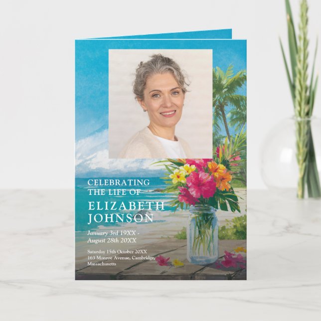 Begravningsprogram med blomster tema  program (Framsida)