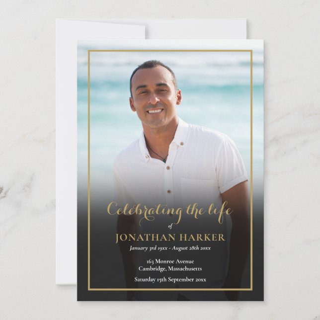 Begravningsprogram med foto och minnesordning inbjudningar (Framsida)