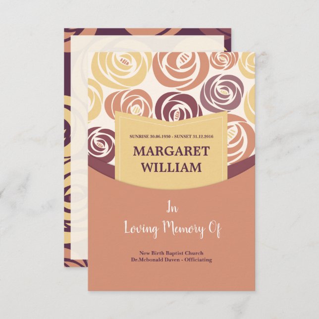 Begravningsprogramkort Inbjudningar (Fram/baksida)