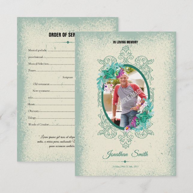 Begravningsprogramkort Inbjudningar (Fram/baksida)