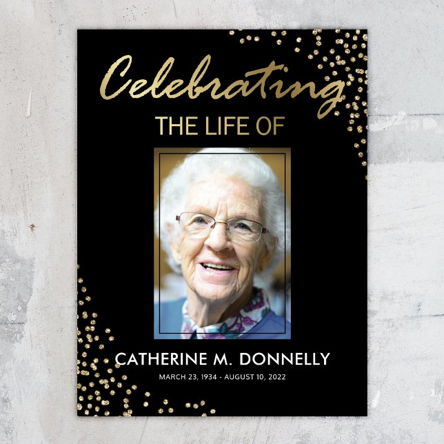 Begravningsskylt | Firande av liv Svart Guld Poster (Skapare uppladdad)