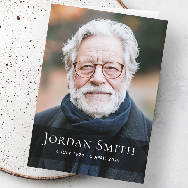 Begravningstack för fullt kort (Full photo funeral bereavement thank you folded card)