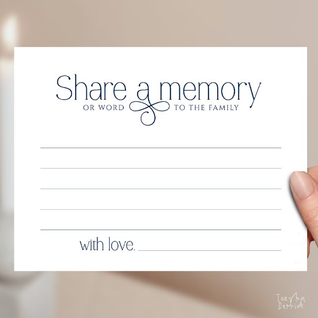 Begravningstjänst Dela ett minne Älv Sympati Kort (Funeral Service Share a memory Fairy love Sympathy Card or word to the family in Navy Blue)