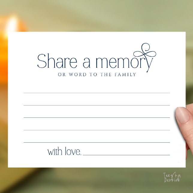 Begravningstjänst Dela ett minne Älv Sympati Kort (Funeral Service Share a memory Fairy love Sympathy Card or word to the family in Navy Blue)