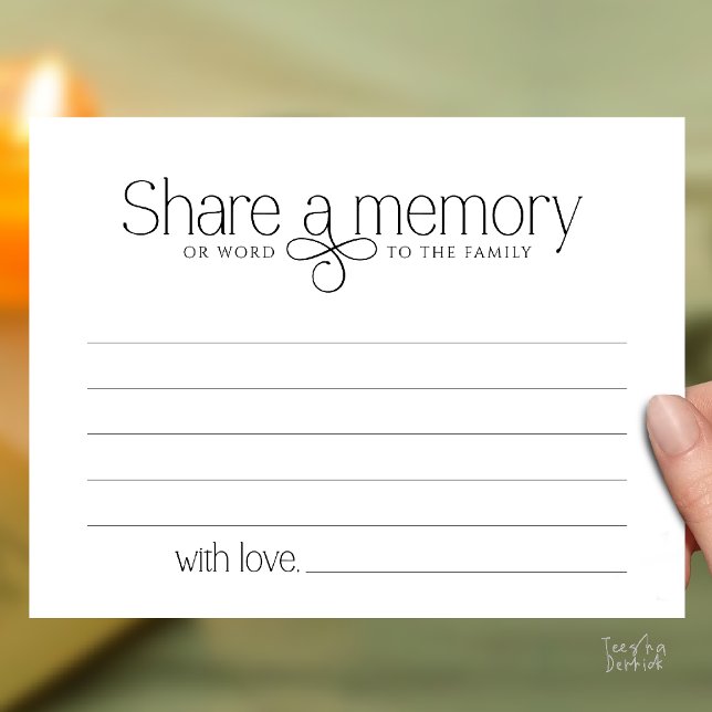 Begravningstjänst Dela ett minne Fe Sympati Kort (Funeral Service Share a memory Fairy love Sympathy Card or word to the family in Black and White)