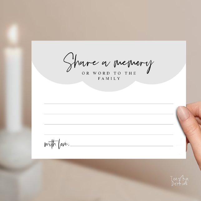 Begravningstjänst, Dela ett minne Minneskort Vykort (Funeral Service, Share a memory or words to the family Memorial Card in Black and White)