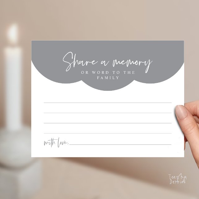 Begravningstjänst, Dela ett minne Minneskort Vykort (Funeral Service, Share a memory or words to the family Memorial Card in Dark Grey)