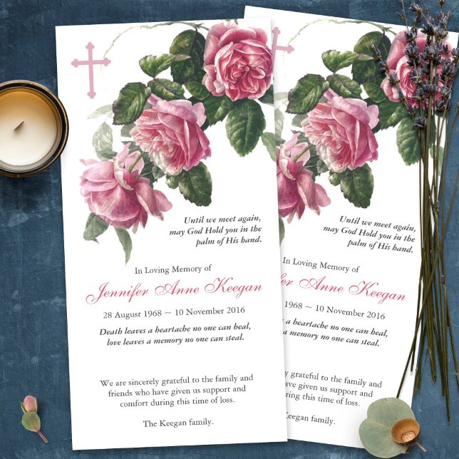 Begravt tackkort | Antique Tea Ro & Kor Tack Kort (funeral thank you cards, bereavement, elegant, simple, celebration of life, sympathy card)
