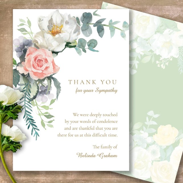 Begravt tackkort | Blommigt av Elegant (Sympathy floral Celebration of Life, In Loving Memory, Forever in our Hearts Funeral thank you cards)