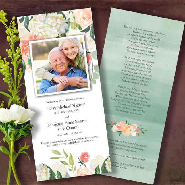 Begravt tackkort | Blommigt Meadow 1 (Sympathy floral Celebration of Life, In Loving Memory, Forever in our Hearts Funeral thank you cards)
