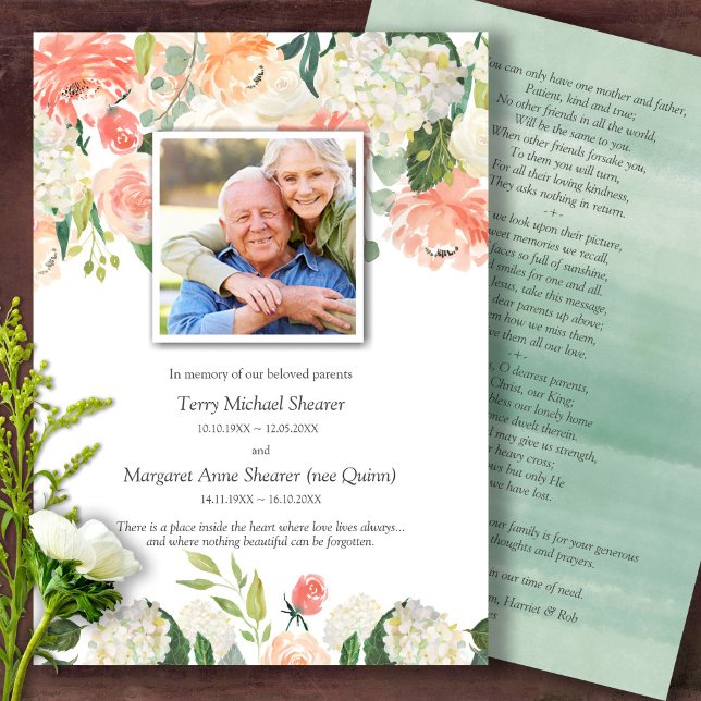 Begravt tackkort | Blommigt Meadow 3 (Sympathy floral Celebration of Life, In Loving Memory, Forever in our Hearts Funeral thank you cards)