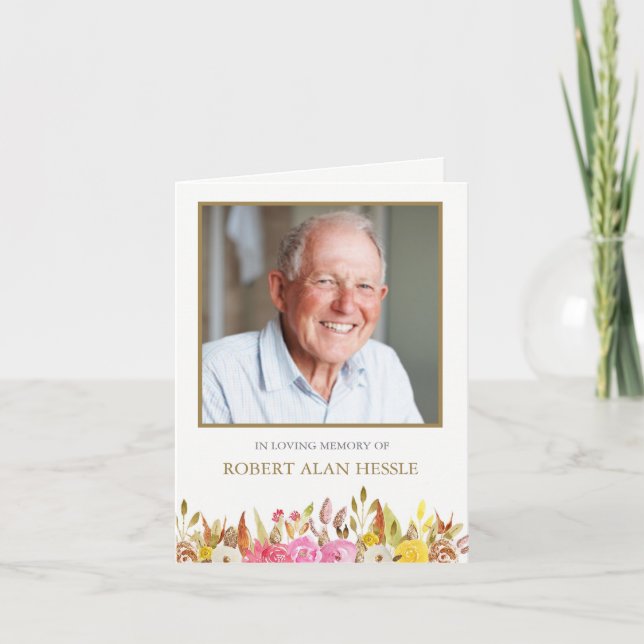 Begravt tackkort | Blommigtar för elegant (Framsida)