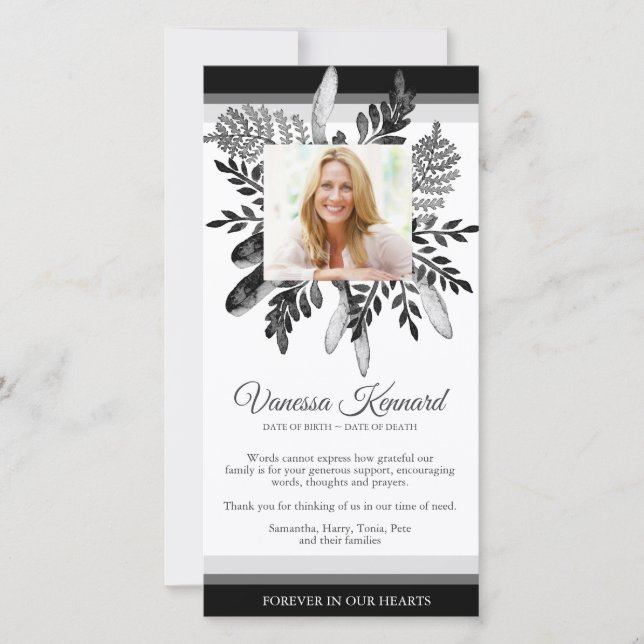 Begravt tackkort | Blommigtar Tack Kort (Framsida)