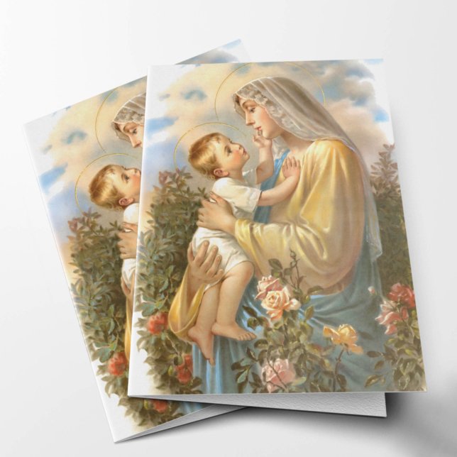 Begravt tackkort | Bra & Gentle Mor 01 OBS Kort (Good and Gentle Mother Blessed Mother Catholic Religious Sympathy Bereavement Funeral Thank You Card)