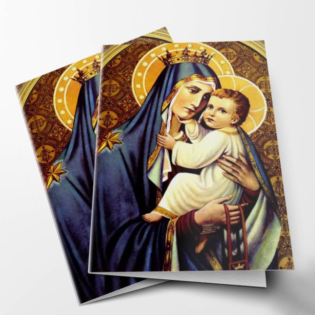 Begravt tackkort | Carmel 01 OBS Kort (Our Lady of Mount Carmel Catholic Religious Bereavement Condolence Funeral Sympathy Thank You Cards)