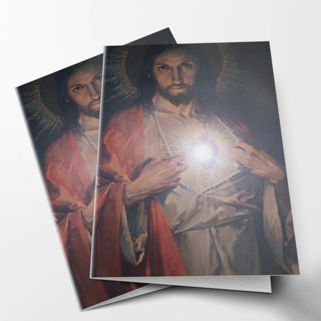 Begravt tackkort | Charity 01 OBS Kort (Sacred Heart of Jesus Sympathy Condolence Bereavement Funeral Thank You Card)