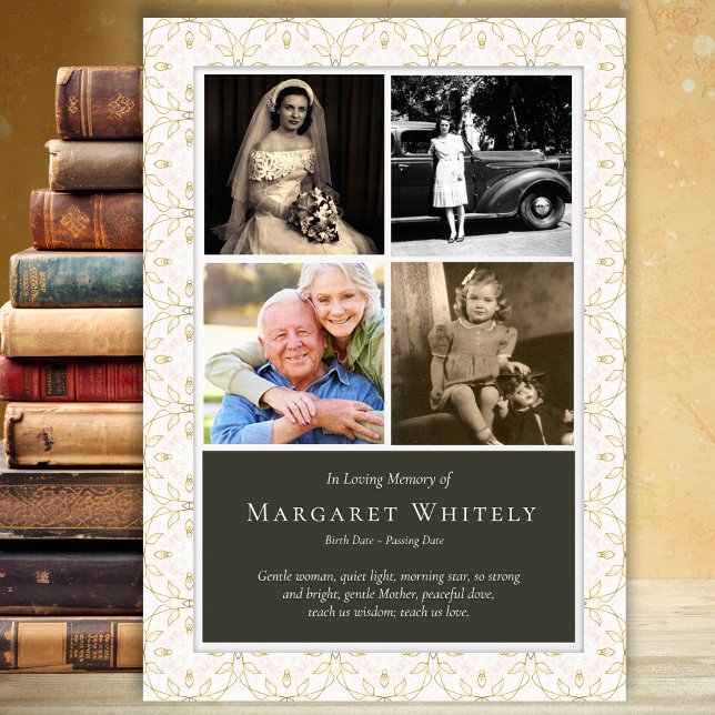 Begravt tackkort | Efterlevnad (Sympathy Photo Collage In Loving Memory Funeral Thank You Card)