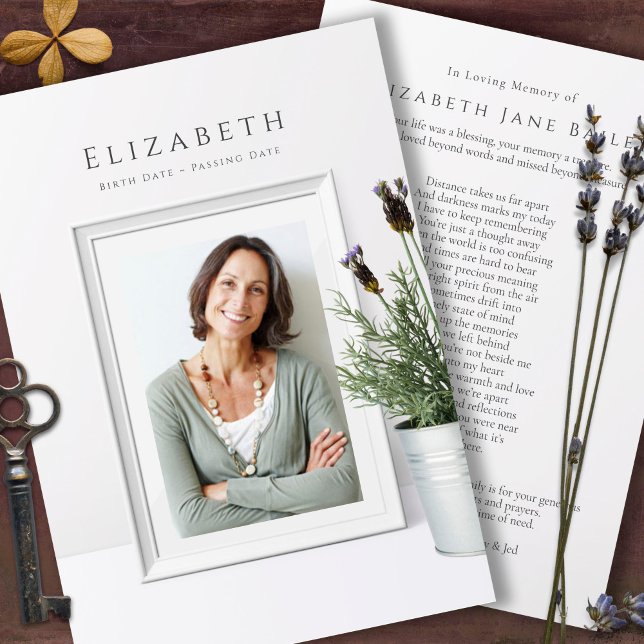 Begravt tackkort | Enkelt Elegant (In Loving Memory, Celebration of Life, Forever In Our Hearts, Bereavement Funeral Thank You Cards)