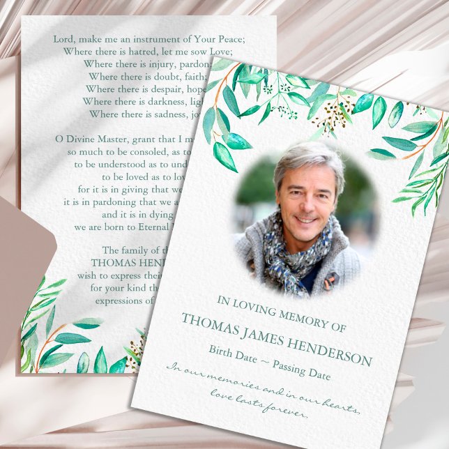 Begravt tackkort | Eucalyptus 1 Inbjudningar (Eucalyptus greenery sympathy bereavement memorial funeral thank you card)
