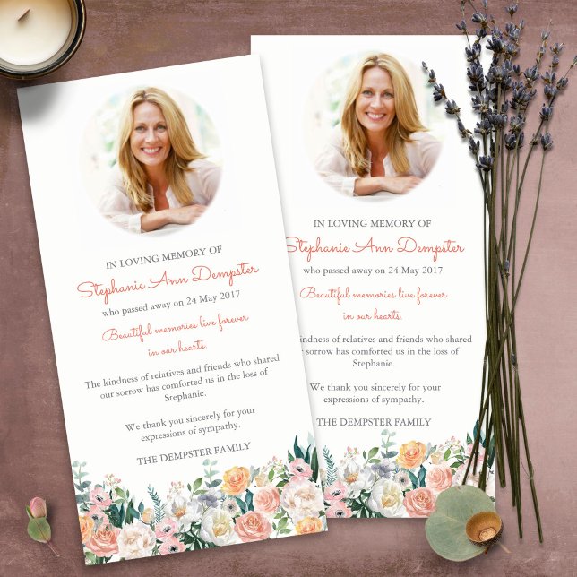 Begravt tackkort | Foto för vattenfärg Ro Tack Kort (funeral thank you cards, bereavement, elegant, simple, celebration of life, sympathy card)