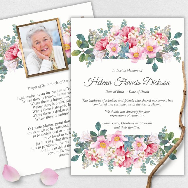 Begravt tackkort | Fragrant Garden Tack Kort (funeral thank you cards, bereavement, elegant, simple, celebration of life, sympathy card)