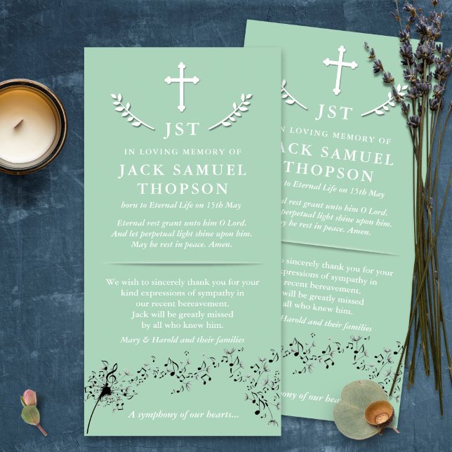 Begravt tackkort | Hjärtssymfoni och Kor Tack Kort (funeral thank you cards, bereavement, elegant, simple, celebration of life, sympathy card)