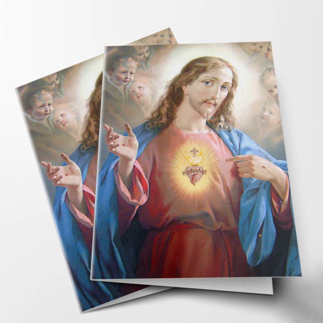 Begravt tackkort | Jesus Helig Heart 4 OBS Kort (Sacred Heart Jesus Memorial Sympathy Funeral Thank You Cards)