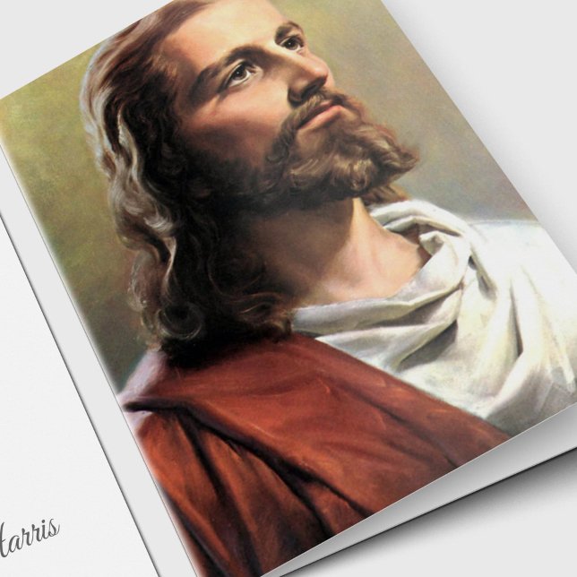 Begravt tackkort | Jesus Kristus 02 OBS Kort (Jesus Christ Sympathy Bereavement Photo Funeral Thank You Card, Holy Card)