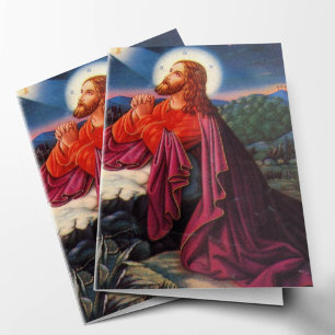 Begravt tackkort Jesus Praying 5 OBS Kort