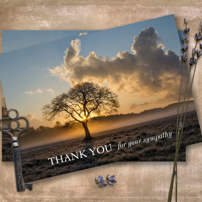 Begravt tackkort | Lone Träd (Sympathy Photo Celebration of Life, In Loving Memory, Forever in our Hearts Funeral thank you cards)