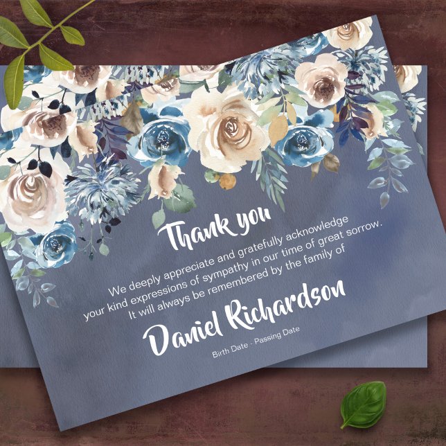 Begravt tackkort | Loving Memorial Tack Kort (Floral bereavement sympathy memorial funeral thank you cards)