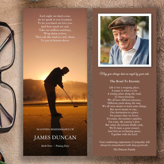 Begravt tackkort | Solnedgång Golf Inbjudningar (Sympathy Bereavement Memorial Sunset Golf Funeral Keepsake, funeral thank you card)