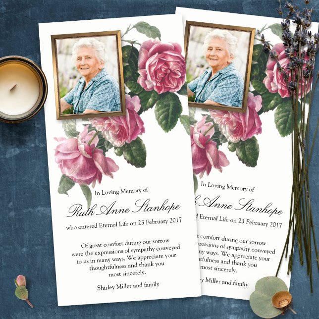 Begravt tackkort | Tea Ro & Photo Tack Kort (funeral thank you cards, bereavement, elegant, simple, celebration of life, sympathy card)