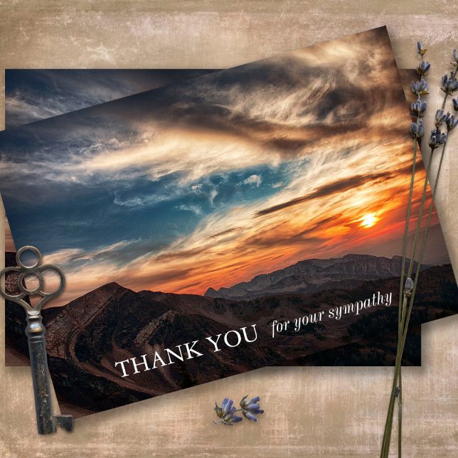 Begravt tackkort | Utah Sunset (Sympathy Photo Celebration of Life, In Loving Memory, Forever in our Hearts Funeral thank you cards)