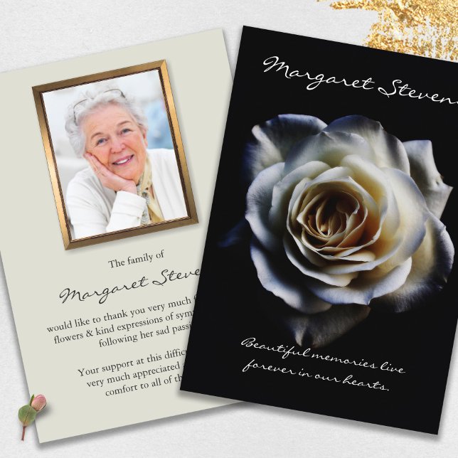 Begravt tackkort | Vackert Bloom Tack Kort (funeral thank you cards, bereavement, elegant, simple, celebration of life, sympathy card)