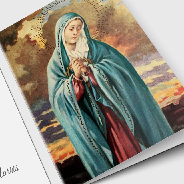 Begravt tackkort | Vår Dam Mor Mary 1 OBS Kort (Mother Mary Sympathy Funeral Memorial Thank You Card)