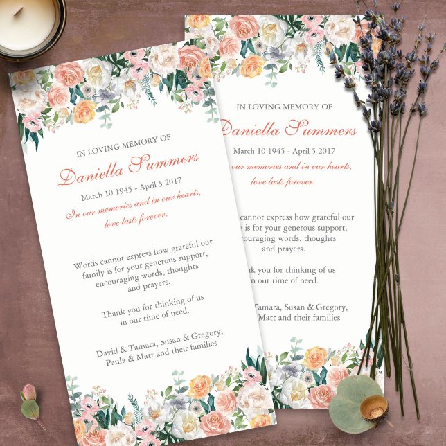 Begravt tackkort | Vattenfärg Ro 1 Tack Kort (funeral thank you cards, bereavement, elegant, simple, celebration of life, sympathy card)