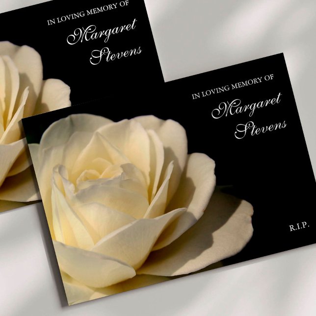 Begravt tackkort | VIT ROS Inbjudningar (White Rose Memorial Sympathy Funeral Thank You Card)