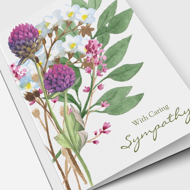 Begravt tackkort | Wildblommor Kort (Wildflowers Sympathy Memorial Funeral Thank You Card)