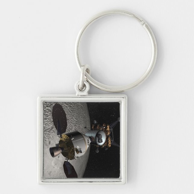 Begreppet "Orionbesättningens prospektering i ford Fyrkantig Silverfärgad Nyckelring (Framsidan)