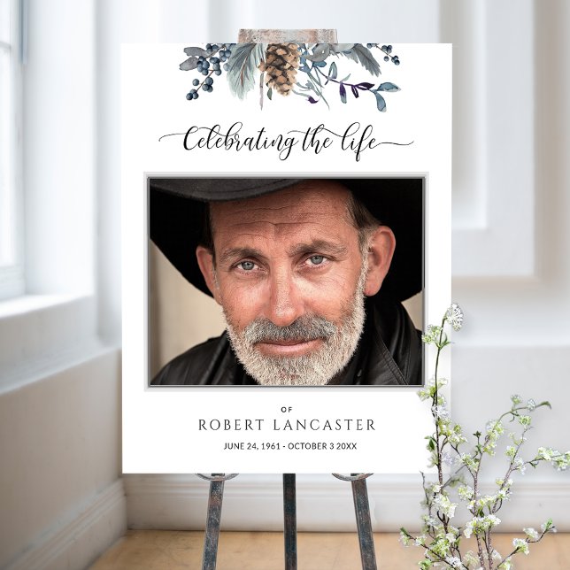 Begrütningsfoto Blått Rustikt Lövverk Skylt (Skapare uppladdad)