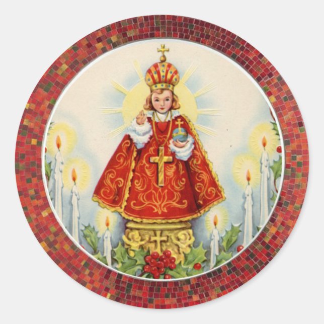 Begynna Jesus av Prague Runt Klistermärke (Framsida)