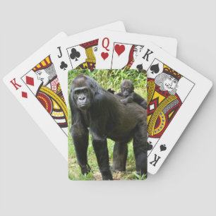 Begynna Lowlandgorilla på mödrarbaksida Casinokort