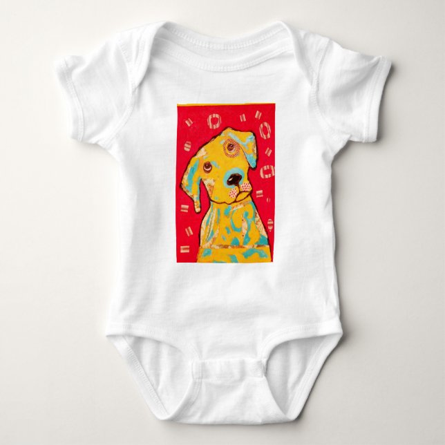Begynna ranka med nyfiken hund design tee (Framsida)