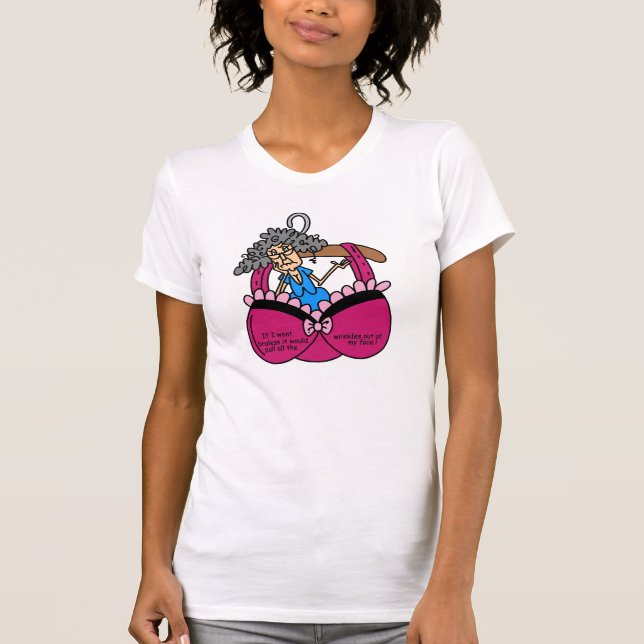 Behå och rynkar humor t-shirt (Framsida)