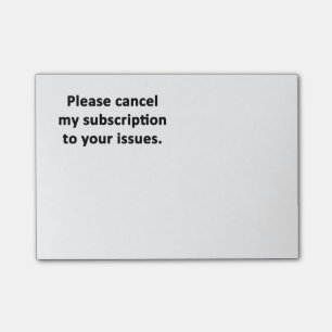 Behaga annulleringen som mitt abonnemang till ditt post-it block