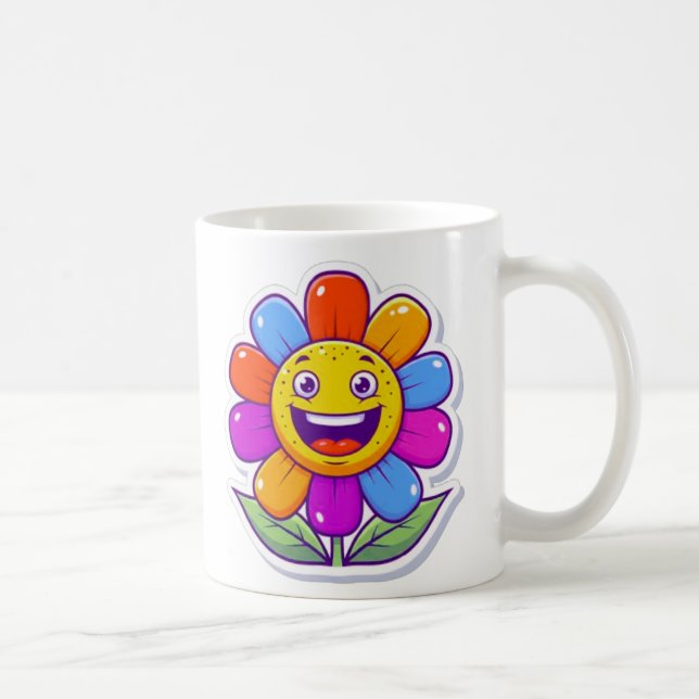 behaglig och leende tecknad blomma kaffemugg (Höger)
