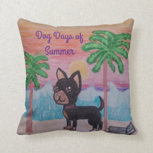 behaglig, sommartema, hund print dekorativ kudde